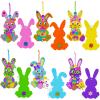 Winlyn 24 Sets Easter Bunny Crafts Kits DIY Bunny Ornaments Decorations Assorted Rabbit Foam Stickers Arts and Crafts for Kids Spring Home Classroom Activities Party Favors Art Project