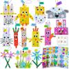 Winlyn 26 Sets Easter Craft Kits Spring Crafts DIY Craft Stick Easter Ornaments Decorations Art Sets Bunny Chick Lamb Flower Foam Stickers Arts and Crafts for Kids Classroom Activities Party Favors