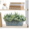 Winlyn Faux Eucalyptus Plants in Rustic Galvanized Metal Rectangular Planter Farmhouse Greenery Arrangement Artificial Eucalyptus Potted Plants for Home Office Table Centerpiece Mantel Shelf Décor