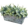 Winlyn Faux Eucalyptus Plants in Rustic Galvanized Metal Rectangular Planter Farmhouse Greenery Arrangement Artificial Eucalyptus Potted Plants for Home Office Table Centerpiece Mantel Shelf Décor
